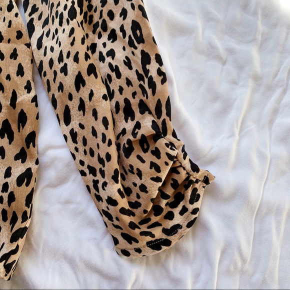 MANGO Elegant Satin Animal Print Long Sleeve Top - Picture 4 of 5